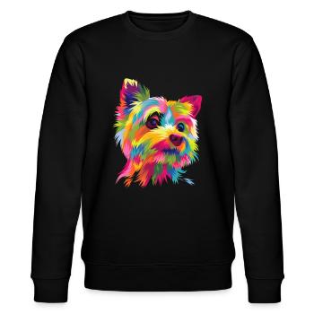 Colorful Pop Art Yorkshire Terrier Portrait Yorkie - Stanley/Stella CHANGER Unisex Organic Sweatshirt - black - Front - Nik (191cm) & Marisol (170cm)