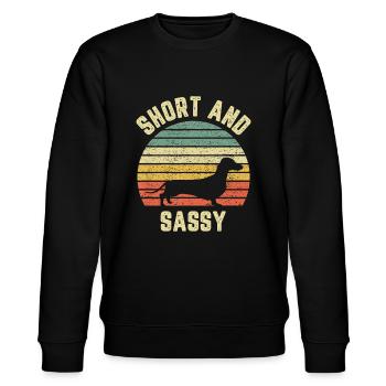 Vintage Dachshund Funny Weiner Dog Short Sassy - Stanley/Stella CHANGER Unisex Organic Sweatshirt - black - Front - Nik (191cm) & Marisol (170cm)