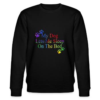 Mon chien me laisse dormir sur le lit | Cadeaux Amoureux des Chiens - Sweat bio CHANGER Stanley/Stella Unisexe - noir - Devant - Nik (191cm) & Marisol (170cm)