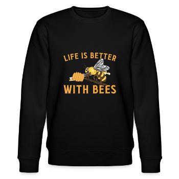 Cool Bee Design For Men Women Honey Bumble Bee Bee - Stanley/Stella CHANGER Unisex Organic Sweatshirt - black - Front - Nik (191cm) & Marisol (170cm)