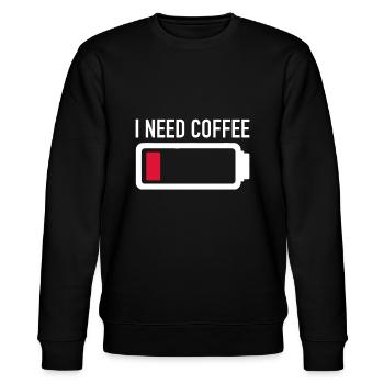 Ich brauche Kaffee - Stanley/Stella Unisex Bio-Sweatshirt CHANGER  - Schwarz - Vorne - Nik (191cm) & Marisol (170cm)