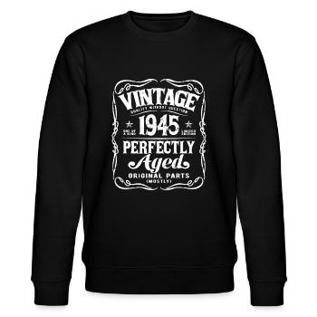Jahrgang Geboren 1945 Ursprünglicher GeburtstagJahrgang geboren - Stanley/Stella Unisex Bio-Sweatshirt CHANGER  - Schwarz - Vorne - Nik (191cm) & Marisol (170cm)