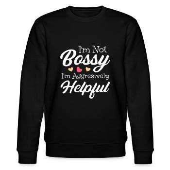 Lustiger Boss Ich bin nicht herrisch, ich bin aggressiv hilfsbereit - Stanley/Stella Unisex Bio-Sweatshirt CHANGER  - Schwarz - Vorne - Nik (191cm) & Marisol (170cm)
