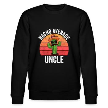 Mexican, Nacho Average Uncle Apparel Funny Fathers - Stanley/Stella CHANGER Unisex Organic Sweatshirt - black - Front - Nik (191cm) & Marisol (170cm)