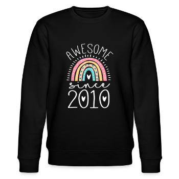 Awesome Since 2010 13th Birthday Rainbow Gifts Bor - Stanley/Stella CHANGER Unisex Organic Sweatshirt - black - Front - Nik (191cm) & Marisol (170cm)