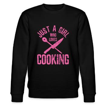 Cook Just A Girl Who Loves Cooking Chef Vintagecoo - Sweat bio CHANGER Stanley/Stella Unisexe - noir - Devant - Nik (191cm) & Marisol (170cm)
