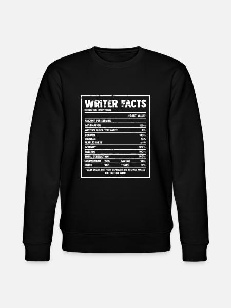 Writer Nutrition Facts Famous Novel Author Graphic - Stanley/Stella CHANGER Unisex Organic Sweatshirt - black