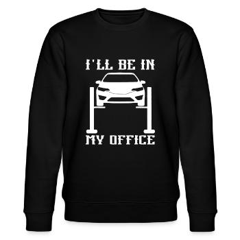 I'll Be in my Office Garage Car Mechanicsgarage ca - Stanley/Stella CHANGER Unisex Organic Sweatshirt - black - Front - Nik (191cm) & Marisol (170cm)