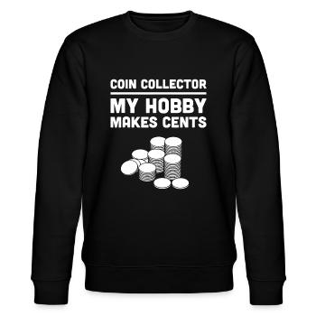 Lustiges "Mein Hobby macht Cents" Münzsammelei - Stanley/Stella Unisex Bio-Sweatshirt CHANGER  - Schwarz - Vorne - Nik (191cm) & Marisol (170cm)