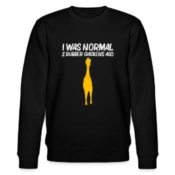 Lustige Gummi Huhn Geschenk Männer Frauen Gummi Huhn - Stanley/Stella Unisex Bio-Sweatshirt CHANGER  - Schwarz - Vorne - Nik (191cm) & Marisol (170cm)