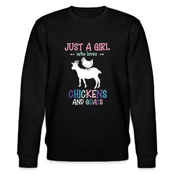 Nur ein Mädchen, das Hühner und Ziegen liebt Farm Anim - Stanley/Stella Unisex Bio-Sweatshirt CHANGER  - Schwarz - Vorne - Nik (191cm) & Marisol (170cm)