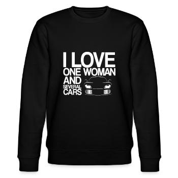 Funny Car Guy Gift - I Love One Woman And Several - Stanley/Stella CHANGER Unisex Organic Sweatshirt - black - Front - Nik (191cm) & Marisol (170cm)