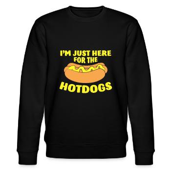 Ich bin nur hier für die Hotdogs Funny Hot Dogfunny h - Stanley/Stella Unisex Bio-Sweatshirt CHANGER  - Schwarz - Vorne - Nik (191cm) & Marisol (170cm)