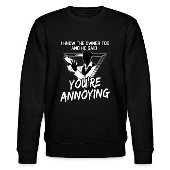 Mixologe Ich kenne den Besitzer auch für Mendrink Mixin - Stanley/Stella Unisex Bio-Sweatshirt CHANGER  - Schwarz - Vorne - Nik (191cm) & Marisol (170cm)