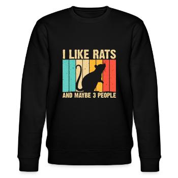 Lustige Ratte Design Ratte Liebhaber Männer Frauen Maus Nagetiere - Stanley/Stella Unisex Bio-Sweatshirt CHANGER  - Schwarz - Vorne - Nik (191cm) & Marisol (170cm)