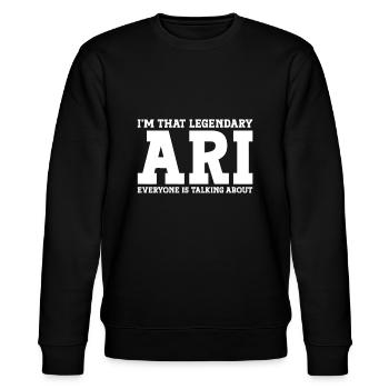 Ari Personenname Lustige Aripgtees - Stanley/Stella Unisex Bio-Sweatshirt CHANGER  - Schwarz - Vorne - Nik (191cm) & Marisol (170cm)