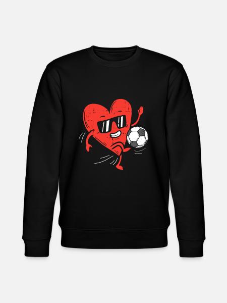 Herz spielt Fußball Valentinstag Fußball Mädchen - Stanley/Stella Unisex Bio-Sweatshirt CHANGER  - Schwarz