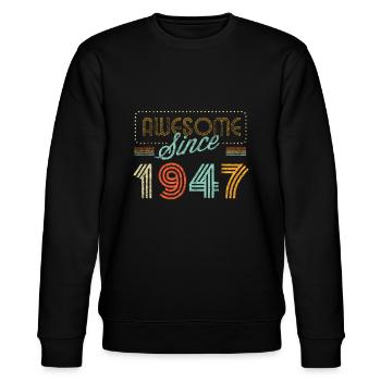 Awesome Since 1947 Geburtsjahr Birthdayretro dis - Stanley/Stella Unisex Bio-Sweatshirt CHANGER  - Schwarz - Vorne - Nik (191cm) & Marisol (170cm)