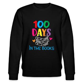 100 Days in the Books - Book Lover English Reading - Stanley/Stella CHANGER Unisex Organic Sweatshirt - black - Front - Nik (191cm) & Marisol (170cm)