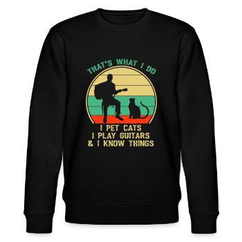 Das ist es, was ich tue Ich streichle Katzen Ich spiele Gitarre Und ich K - Stanley/Stella Unisex Bio-Sweatshirt CHANGER  - Schwarz - Vorne - Nik (191cm) & Marisol (170cm)