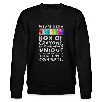 Zurück zur Schule Lehrer Wir sind wie eine Schachtel Buntstift - Stanley/Stella Unisex Bio-Sweatshirt CHANGER  - Schwarz - Vorne - Nik (191cm) & Marisol (170cm)