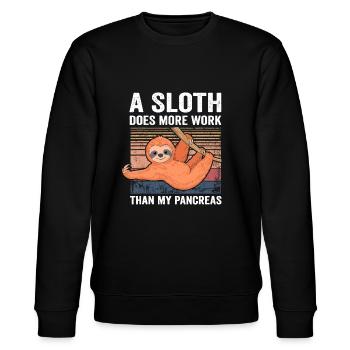 Sloth Does More Work Than My Pancreas T1D Diabetes - Stanley/Stella CHANGER Unisex Organic Sweatshirt - black - Front - Nik (191cm) & Marisol (170cm)