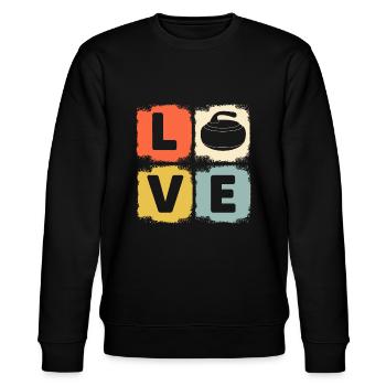 Retro curling love design curler winter ice Sports - Stanley/Stella CHANGER Unisex Organic Sweatshirt - black - Front - Nik (191cm) & Marisol (170cm)