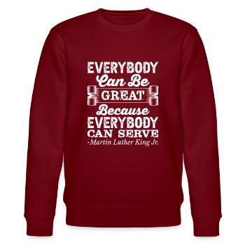 Martin Luther King Jr.Martin Luther King Loversmar - Stanley/Stella Unisex Bio-Sweatshirt CHANGER  - Burgunderrot - Vorne - Nik (191cm) & Marisol (170cm)