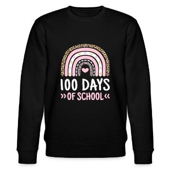 Cute 100th Day Of School 100 Days Leopard Rainbowf - Stanley/Stella CHANGER Unisex Organic Sweatshirt - black - Front - Nik (191cm) & Marisol (170cm)