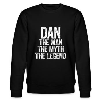 Mens Dan The Man The Myth The Legend - Stanley/Stella CHANGER Unisex Organic Sweatshirt - black - Front - Nik (191cm) & Marisol (170cm)