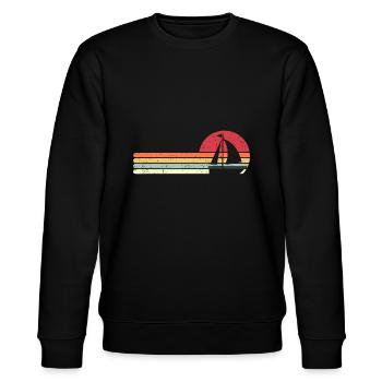 Segeln, Segelboot im Retro-Stil - Stanley/Stella Unisex Bio-Sweatshirt CHANGER  - Schwarz - Vorne - Nik (191cm) & Marisol (170cm)