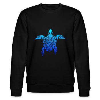 Hawaiian Tribal Sea Turtle Polynesian Tattoo Stil - Stanley/Stella Unisex Bio-Sweatshirt CHANGER  - Schwarz - Vorne - Nik (191cm) & Marisol (170cm)