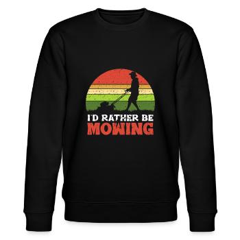 I'd rather be Mowing Funny Lawn Mower Grass Garden - Stanley/Stella CHANGER Unisex Organic Sweatshirt - black - Front - Nik (191cm) & Marisol (170cm)
