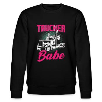 Trucker Babe Weibliche LKW-Fahrerin Trucker - Stanley/Stella Unisex Bio-Sweatshirt CHANGER  - Schwarz - Vorne - Nik (191cm) & Marisol (170cm)