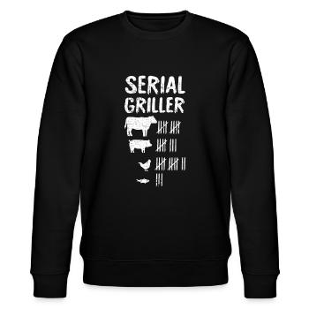 Seriengriller Vatertag Lustiger Grill BB - Stanley/Stella Unisex Bio-Sweatshirt CHANGER  - Schwarz - Vorne - Nik (191cm) & Marisol (170cm)