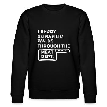 Ich genieße romantische Spaziergänge - Funny BBQ Smoker Barbecue - Stanley/Stella Unisex Bio-Sweatshirt CHANGER  - Schwarz - Vorne - Nik (191cm) & Marisol (170cm)