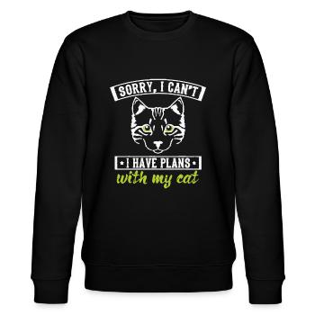 Lustige Katzen Design Ich habe Pläne mit meiner Catbrown ca - Stanley/Stella Unisex Bio-Sweatshirt CHANGER  - Schwarz - Vorne - Nik (191cm) & Marisol (170cm)