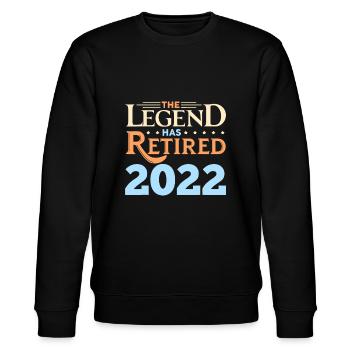 Ruhestand Lustige Legende ist seit 2022 im Ruhestand Papa - Stanley/Stella Unisex Bio-Sweatshirt CHANGER  - Schwarz - Vorne - Nik (191cm) & Marisol (170cm)