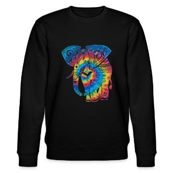Tie Dye Elephant Mandala - Stanley/Stella Unisex Bio-Sweatshirt CHANGER  - Schwarz - Vorne - Nik (191cm) & Marisol (170cm)