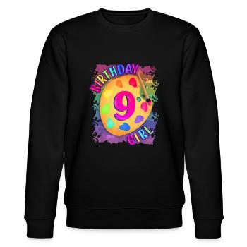 Neunjähriges Geburtstagskind Malen Party Pinsel a - Stanley/Stella Unisex Bio-Sweatshirt CHANGER  - Schwarz - Vorne - Nik (191cm) & Marisol (170cm)