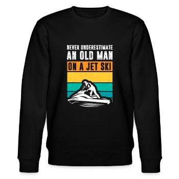 Never Underestimate An Old Man Water Sport Funny J - Stanley/Stella CHANGER Unisex Organic Sweatshirt - black - Front - Nik (191cm) & Marisol (170cm)