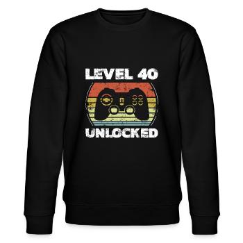 Level 40 Freigeschalteter lustiger Videospieler 40. Geburtstag - Stanley/Stella Unisex Bio-Sweatshirt CHANGER  - Schwarz - Vorne - Nik (191cm) & Marisol (170cm)