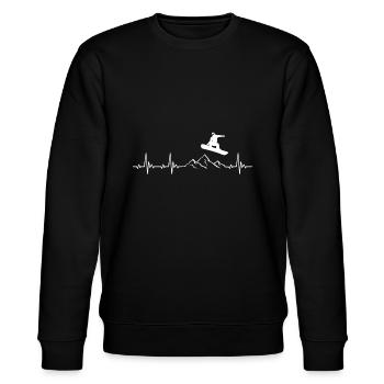 Snowboard Heartbeat Snowboarder frequency pulse - Stanley/Stella CHANGER Unisex Organic Sweatshirt - black - Front - Nik (191cm) & Marisol (170cm)