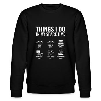 Kann Autoteile kaufen lustige Auto Typ Auto Lover Auto Mec - Stanley/Stella Unisex Bio-Sweatshirt CHANGER  - Schwarz - Vorne - Nik (191cm) & Marisol (170cm)