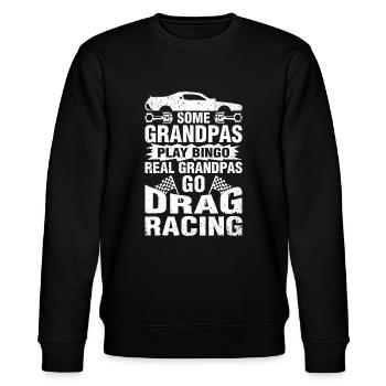 Drag Racing Opa Autoliebhaber für Großväter MMf - Stanley/Stella Unisex Bio-Sweatshirt CHANGER  - Schwarz - Vorne - Nik (191cm) & Marisol (170cm)