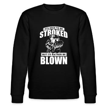 It's Nice To Be Streichelt - Lustige Rennwagen-Begeisterung - Stanley/Stella Unisex Bio-Sweatshirt CHANGER  - Schwarz - Vorne - Nik (191cm) & Marisol (170cm)