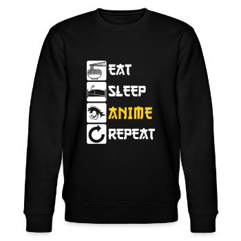 Eat Sleep Anime Repeat | Manga Japan Saying Cospla - Stanley/Stella CHANGER Unisex Organic Sweatshirt - black - Front - Nik (191cm) & Marisol (170cm)