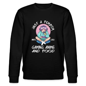 Femboy Outfit - Anime Gaming Femboy Top - Sissiesn - Stanley/Stella Unisex Bio-Sweatshirt CHANGER  - Schwarz - Vorne - Nik (191cm) & Marisol (170cm)