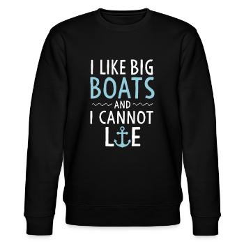 Kreuzfahrt Reise Geschenke Ich mag große Boote und ich kann nicht li - Stanley/Stella Unisex Bio-Sweatshirt CHANGER  - Schwarz - Vorne - Nik (191cm) & Marisol (170cm)