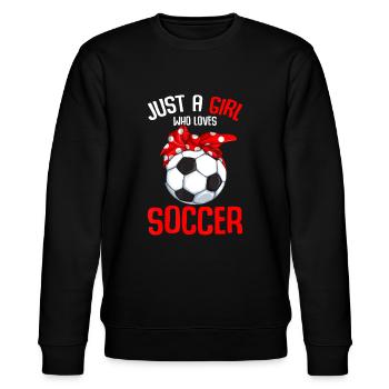 Nur ein Mädchen, das Fußballmädchen liebt Jugend - Stanley/Stella Unisex Bio-Sweatshirt CHANGER  - Schwarz - Vorne - Nik (191cm) & Marisol (170cm)
